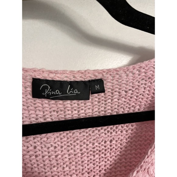 Cottage Country Raffia Loose Knit Sweater Women Pink Medium Pina‎ Lia - Picture 3 of 10